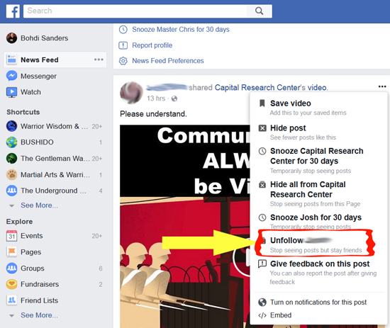 How to Unfollow Someone on Facebook