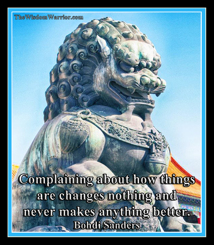 Complaining about how things are changes nothing and never makes anything better. Bohdi Sanders